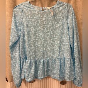 Sienna Sky Light Blue and White Top